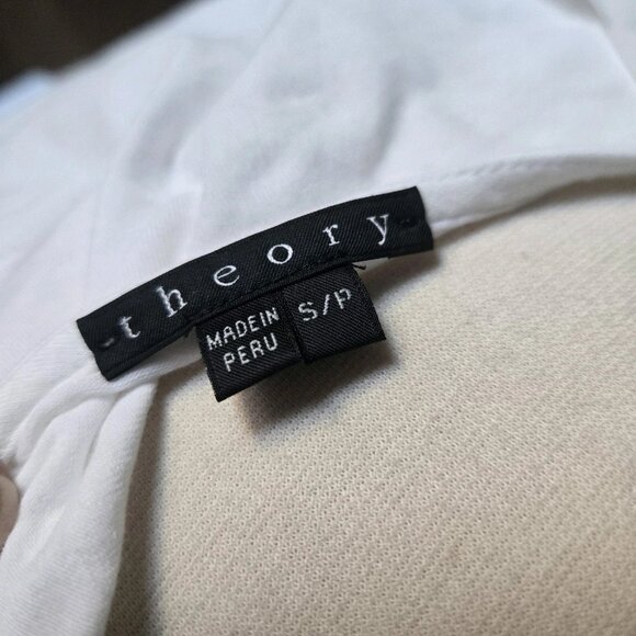 $275 Theory Women's White Ruffled Sheer Sleeve Blouse Top Small - Picture 3 of 4